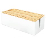 Cumpara ieftin Cutie pentru organizarea cablurilor Nature Supplies, 23.5 x 12 x 12 cm, lemn, alb, natur