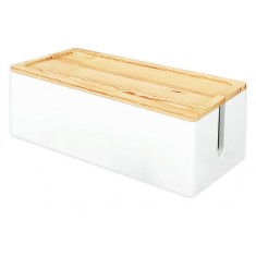 Cutie pentru organizarea cablurilor Nature Supplies, 23.5 x 12 x 12 cm, lemn, alb, natur