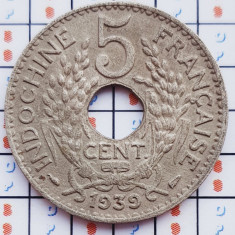 1031 Indochina Franceza 5 centimes 1939 Third Republic (1870-1940) km 18