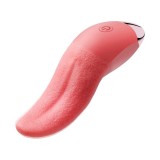 Stimulator clitoris ARMONY Tongue Vibrator &amp; Stimulator, design &icirc;n formă de limbă, 9 funcții de vibrație, din silicon moale, culoare roz, 12.5 cm