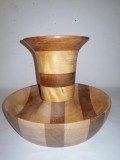 Suport lumanare rotund realizat manual din lemn sfesnic lemn sculptat manual Suedia
