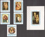 AJMAN 1968 PICTURA MADONA CU PRUNCUL ( serie + colita ndt.) MNH