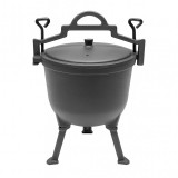 Ceaun din fonta emailata, tip cazan sub presiune pentru camping, gratar, si outdoor, 8L, capac inclus, JollyMag, BBQ01