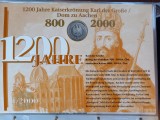 GERMANIA - FDC + MONEDA PROOF - 10 MARK 2000 G, 1200 ANI - CATEDRALA AACHEN, Europa, Argint