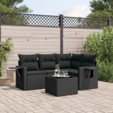 Cumpara ieftin Gossi set mobilier de gradina cu perne, 5 piese, negru, poliratan