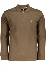 Tricou polo barbati din bumbac cu maneca lunga si logo maro inchis (Marime: M) foto
