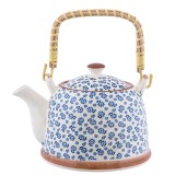 Cumpara ieftin Ceainic cu infuzor ceramica Blue Flowers 18x14x12 cm, 700 ml