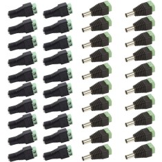 Set 20 conectori alimentare CCTV DC 2.1 5.5 mm cu terminale cu surub, adaptoare mama si tata pentru camere supraveghere, DVR si alimentare 12V