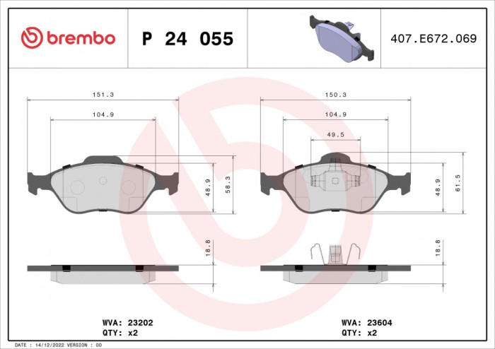 BREMBO P 24 055 PRIME LINE set placute frana disc