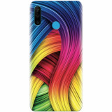 Husa silicon pentru Huawei P30 Lite, Curly Colorful Rainbow Lines Illustration