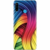 Husa silicon pentru Huawei P30 Lite, Curly Colorful Rainbow Lines Illustration