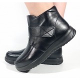 Cumpara ieftin Ghete piele negre largi, se inchid cu bareta cu scai/arici model 73546