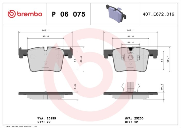BREMBO P 06 075 PRIME LINE set placute frana,frana disc