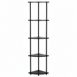 Raft de colt cu 5 polite, MDF, cadru metalic, 148x30x30 cm, negru Household NewTrend