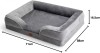 Pat Ortopedic Câini BedSure Ergonomic 71x58 cm, Spumă, Flanel, Gri, Husa Lavabilă, Antiderapant, Talie Mică