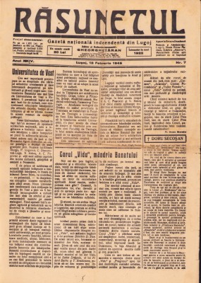 HST Z244 Ziar Răsunetul 7/1945 Lugoj foto