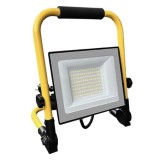 Reflector LED V-TAC 50W 6500K cu stand si cablu 3 m, IP65, negru-galben