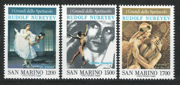 San Marino 1989 Mi 1424/26 MNH - &bdquo;I Grandi dello Spettacolo&rdquo; , Rudolf Nurejew