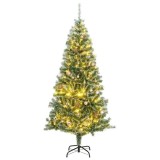 Cumpara ieftin Brad Craciun artificial, 300 LED/globuri/zapada pufoasa, 240 cm