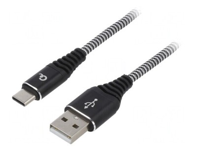 Cablu USB 2.0 USB A la USB C 2m Negru Aurit foto