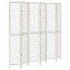 Paravan camera 6 panouri, alb, lemn masiv paulownia