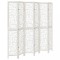 Paravan camera 6 panouri, alb, lemn masiv paulownia