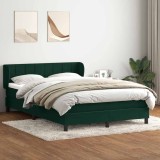 vidaXL Pat box spring cu saltea, verde &icirc;nchis, 160x220 cm, catifea 3317574