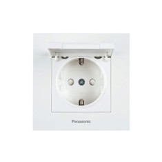 Priza schuko 2P+E simpla cu obturator protectie copil si capac 16A 250V alb Panasonic P-KPS.CAP