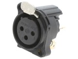 Soclu XLR Mamă 3 PIN cu Buton Argint 6A