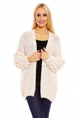 B379-221 Cardigan crosetat cu maneci largi foto