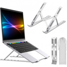 Suport Laptop reglabil, Stand pliabil, aluminiu, argintiu