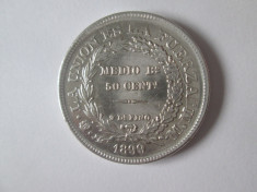 Rara! Bolivia Medio(1/2) Boliviano=50 Centavos 1899 argint 900 foto