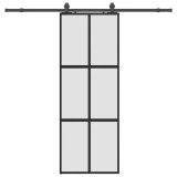 Cumpara ieftin Usa glisanta cu set feronerie neagra 76x205cm sticla securizata