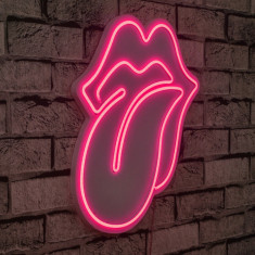 Decoratiune luminoasa LED, The Rolling Stones, Benzi flexibile de neon, DC 12 V, Roz