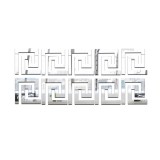 Set 10 Stickere Acrilice Decorative Oglinda, Design Grecesc Argintiu, 10.2x10.4 cm, Autoadezive, Reutilizabile, Perete, Mobila
