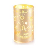 Candela Craciun sticla aurie cu led 9x15 cm