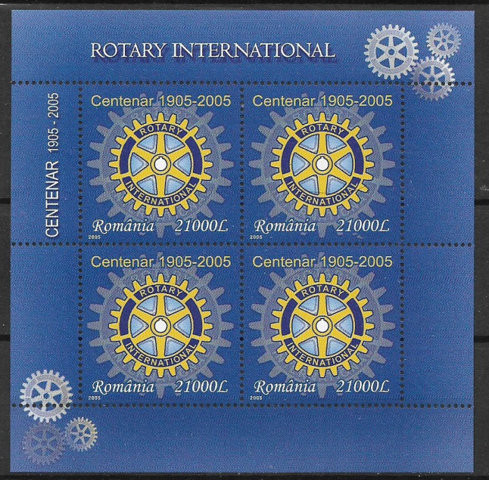 2005, LP 1673 - Centenar Rotary - bloc de 4 marci