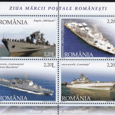 ROMANIA 2005 LP 1688 b ZIUA MARCII POSTALE ROMANESTI BLOC DE 4 MARCI MNH