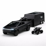 Masinuta de jucarie Tesla Cyber Pickup Truck 1:32, Cybertruck, tehnologie PullBack culoare: negru metalizat, sunet si lumini, material: metal, include