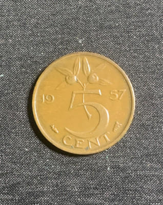 Moneda 5 cenți 1957 Olanda foto