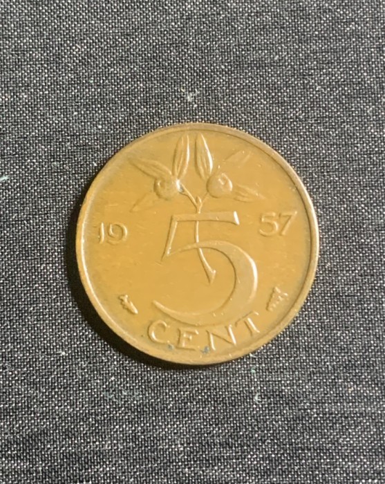 Moneda 5 cenți 1957 Olanda