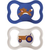 MAM Supreme Double Box 6+ months suzetă Blue/ Grey 2 buc