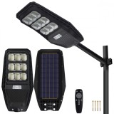 Lampa Solara Stradala 100W, VisionHub&reg;, Proiector cu 360 LED-uri in 9 Casete, Incarcare cu Panou Solar incorporat, Telecomanda, cu Senzor de Miscare,