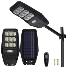Lampa Solara Stradala 100W, VisionHub&reg;, Proiector cu 360 LED-uri in 9 Casete, Incarcare cu Panou Solar incorporat, Telecomanda, cu Senzor de Miscare,