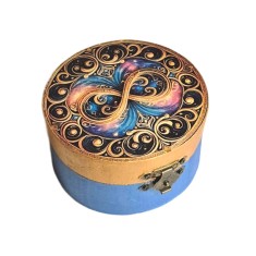 Cutie rotunda din lemn cu semnul infinit &ndash; 194300