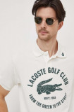 Lacoste tricou polo barbati, culoarea bej, cu imprimeu