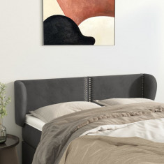 vidaXL Tăblie de pat cu aripioare gri închis 147x23x78/88 cm catifea