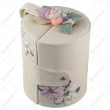 Cutie bijuterii rotunda din piele ecologica 14&times;17 CM Rose flower