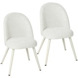 HOMCOM Set de 2 Scaune Moderne și Capitonate de Sufragerie, Alb | Aosom Romania