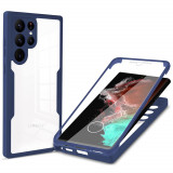 Cumpara ieftin Husa Samsung Galaxy S22 Ultra 5G 360 grade silicon TPU transparenta Albastru